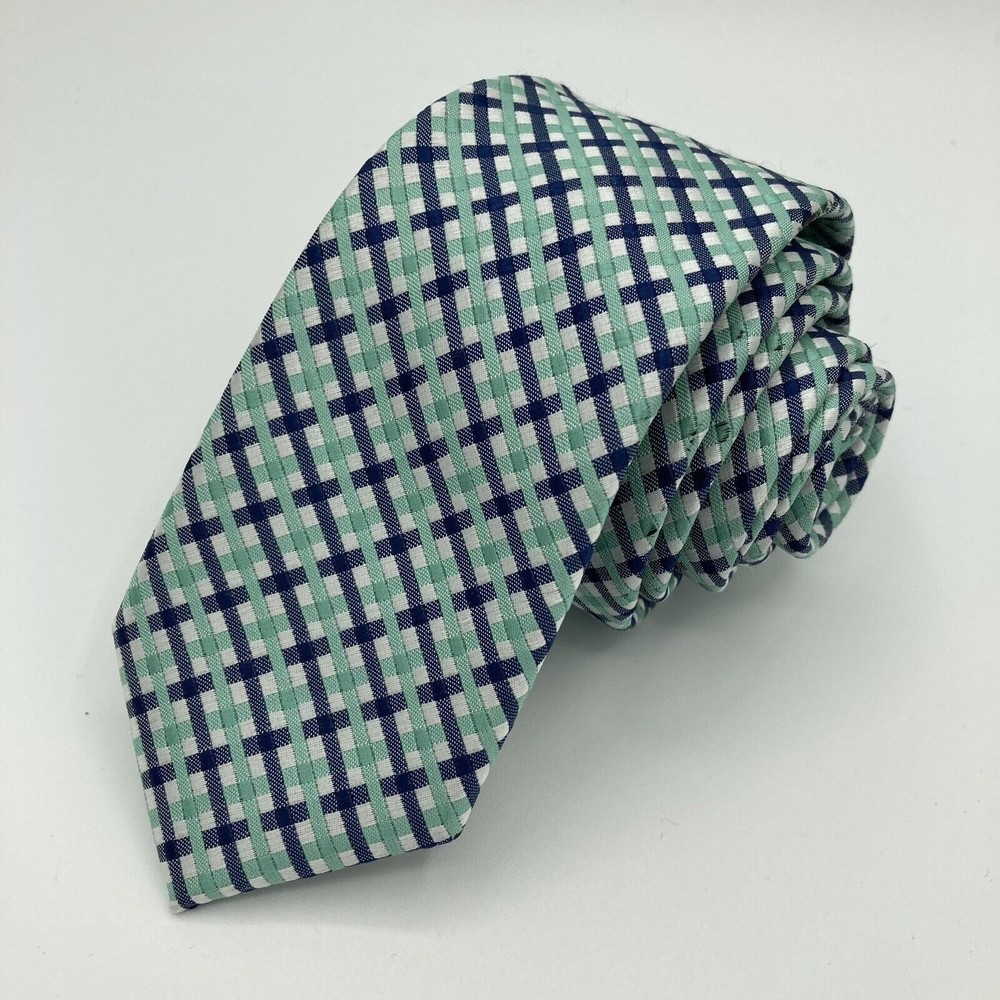 BANANA REPUBLIC Tie Mens 2.25" Slim Skinny Aqua Blue White Teal BR Geometric